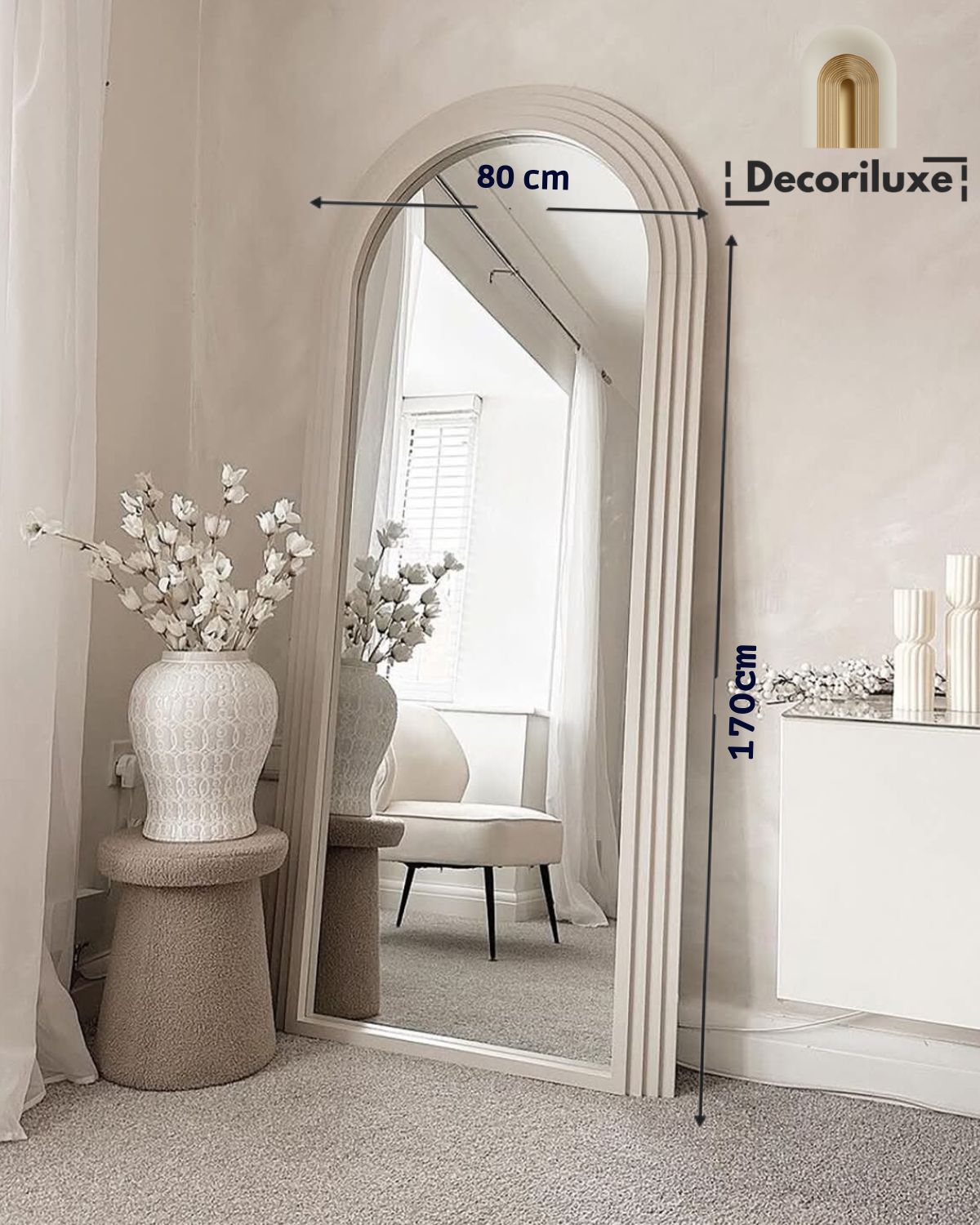 Miroir arche élégant en bois pour entrée ou salon