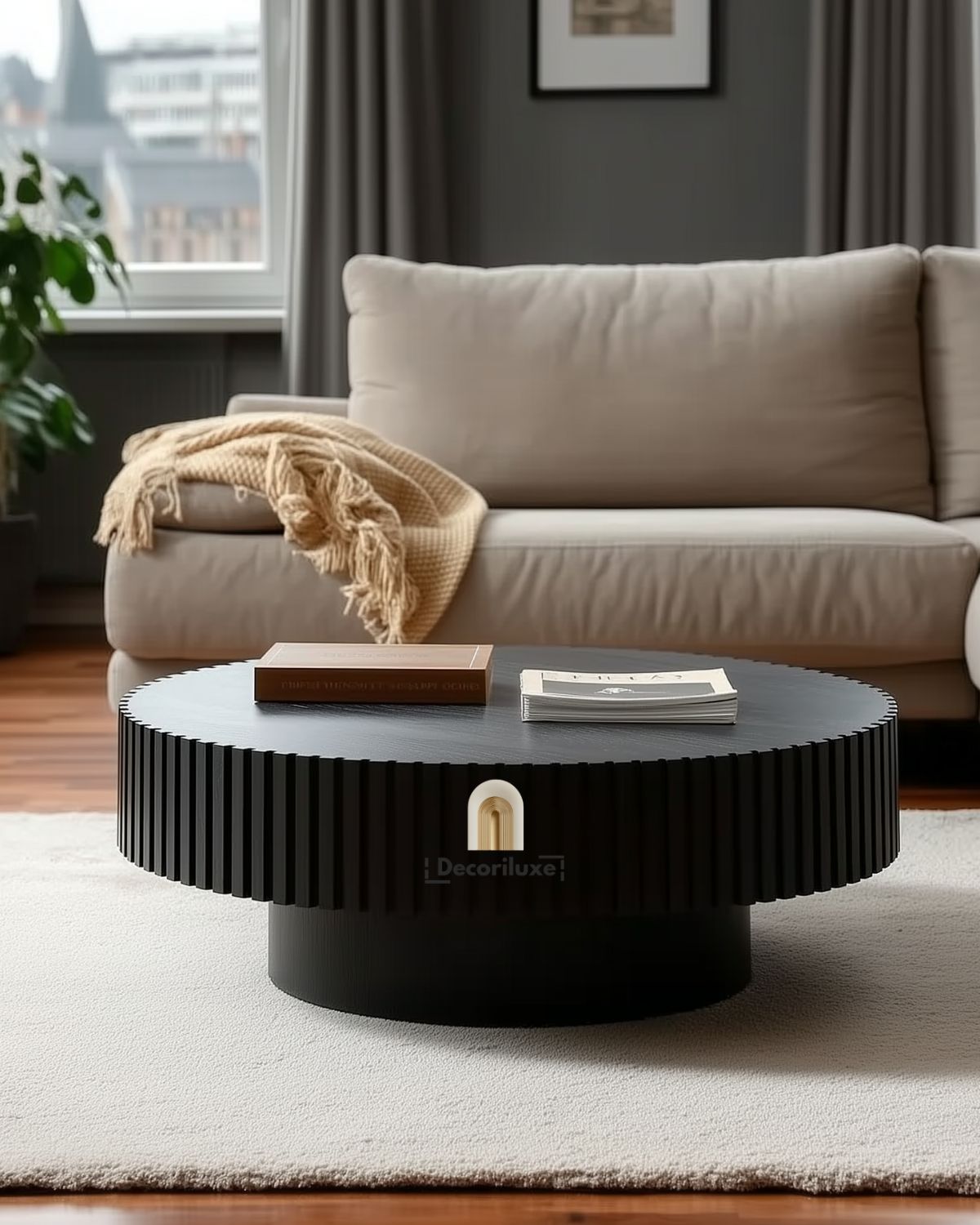 Table Basse Ronde Noire