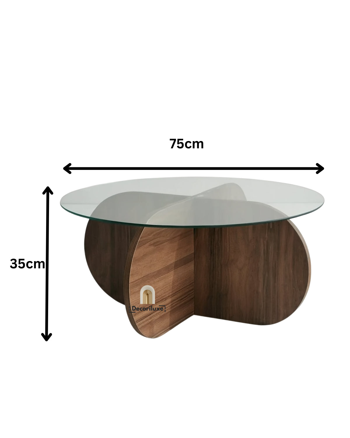Table Basse Ronde en Bois et Verre Trempé