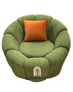 Fauteuil Bouclé Vert – Design Rond Ultra Confort