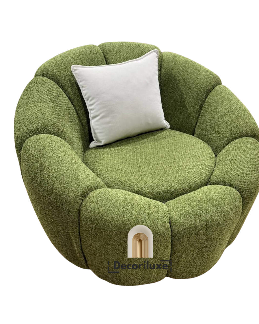 Fauteuil Bouclé Vert – Design Rond Ultra Confort