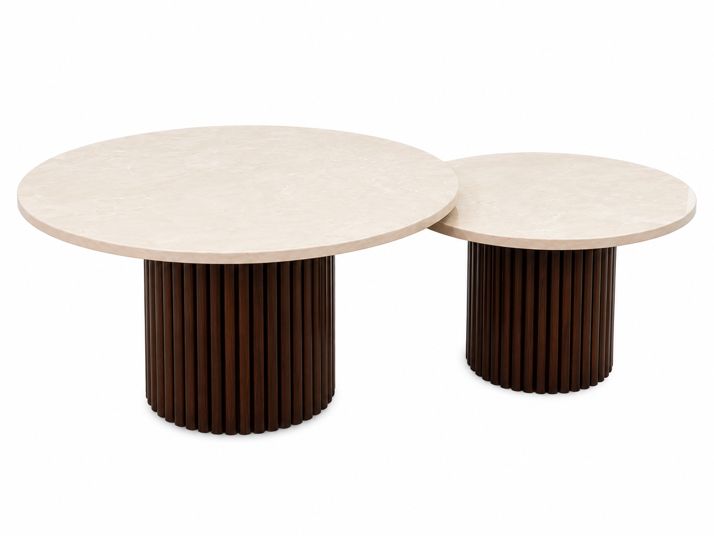 Duo de Tables Basses Rondes — Colonnes & Marbre