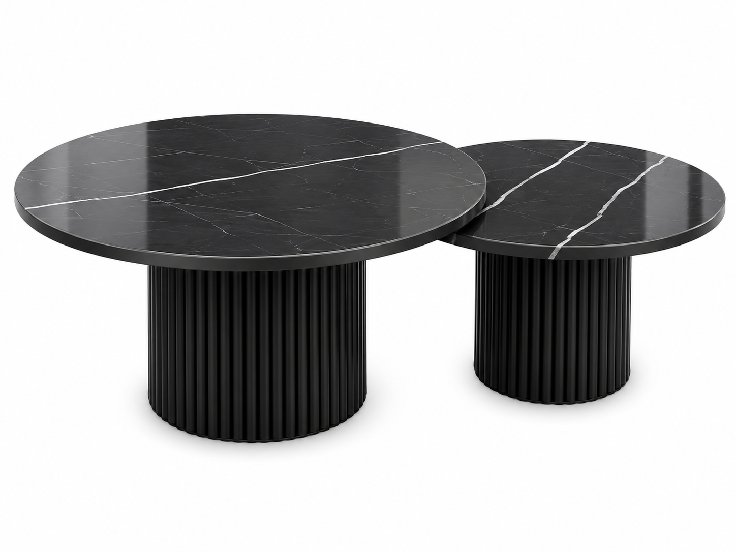 Duo de Tables Basses Rondes — Colonnes & Marbre