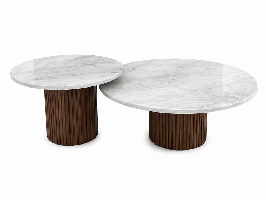 Duo de Tables Basses Rondes — Colonnes & Marbre