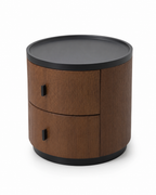Table de chevet ronde sur fond blanc