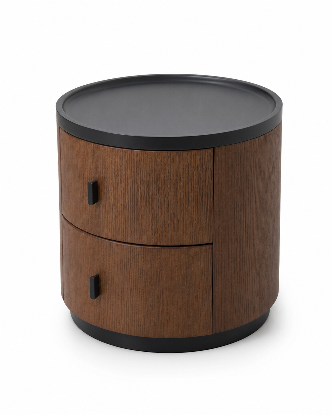 Table de chevet ronde sur fond blanc