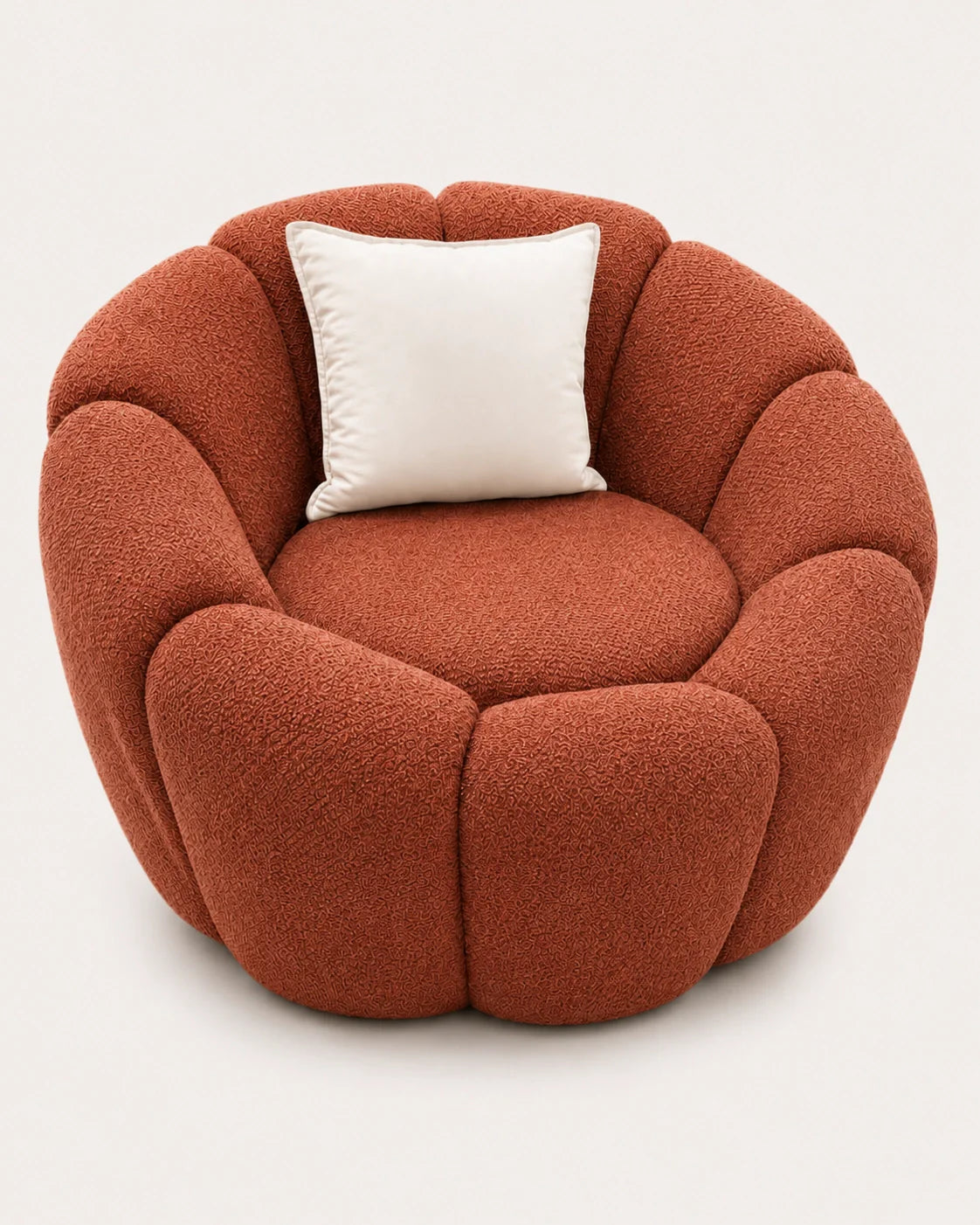 Fauteuil design boucle coloris terracotta