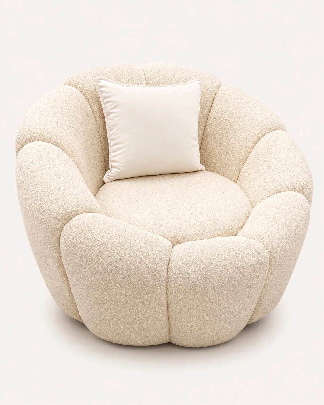 Fauteuil design boucle coloris ivoire