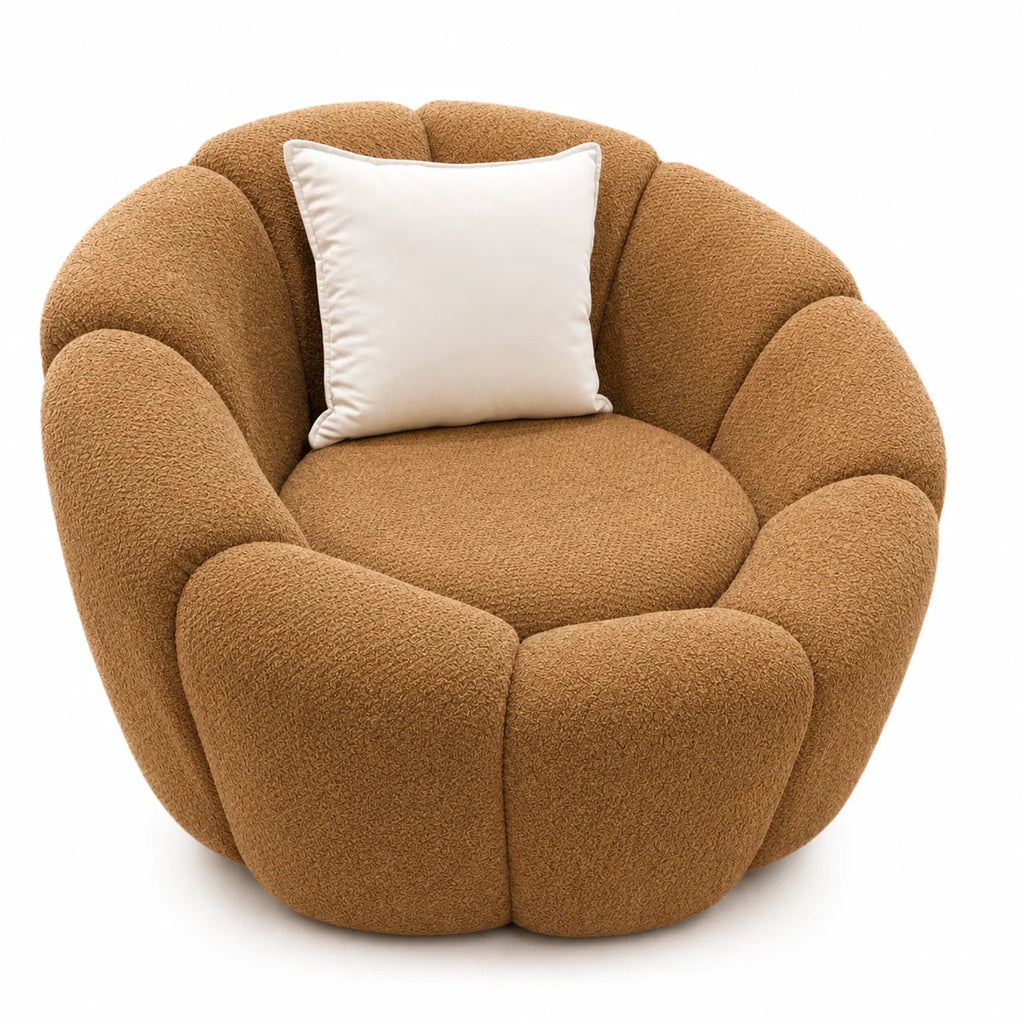 Fauteuil design boucle coloris camel