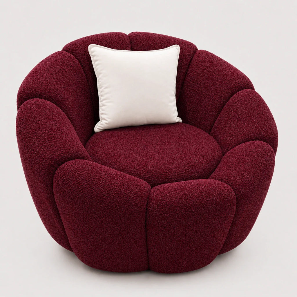 Fauteuil design boucle coloris bordeaux