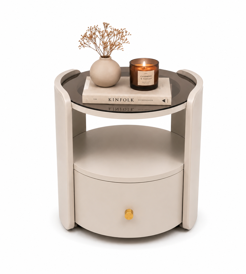 Table d'appoint ronde Lysa sur fond blanc