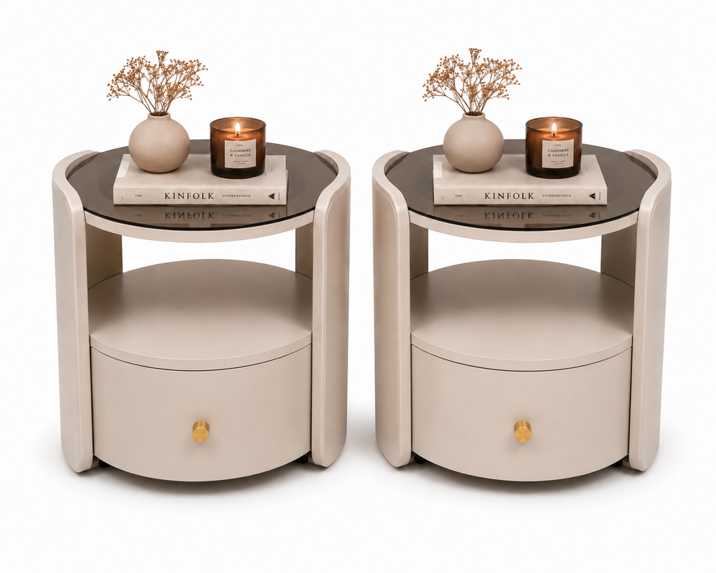 Table d'appoint ronde Lysa avec tiroir
