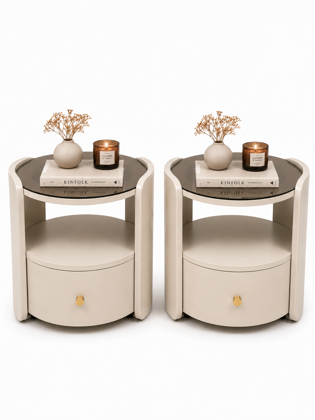 Table d'appoint ronde Lysa avec tiroir