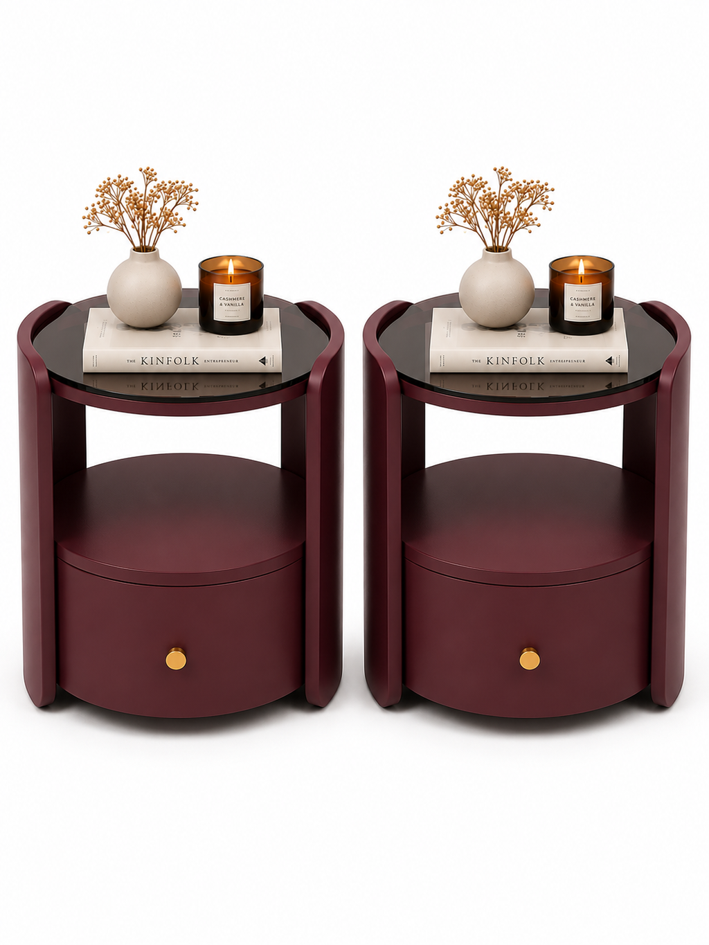 Table d'appoint ronde Lysa avec tiroir