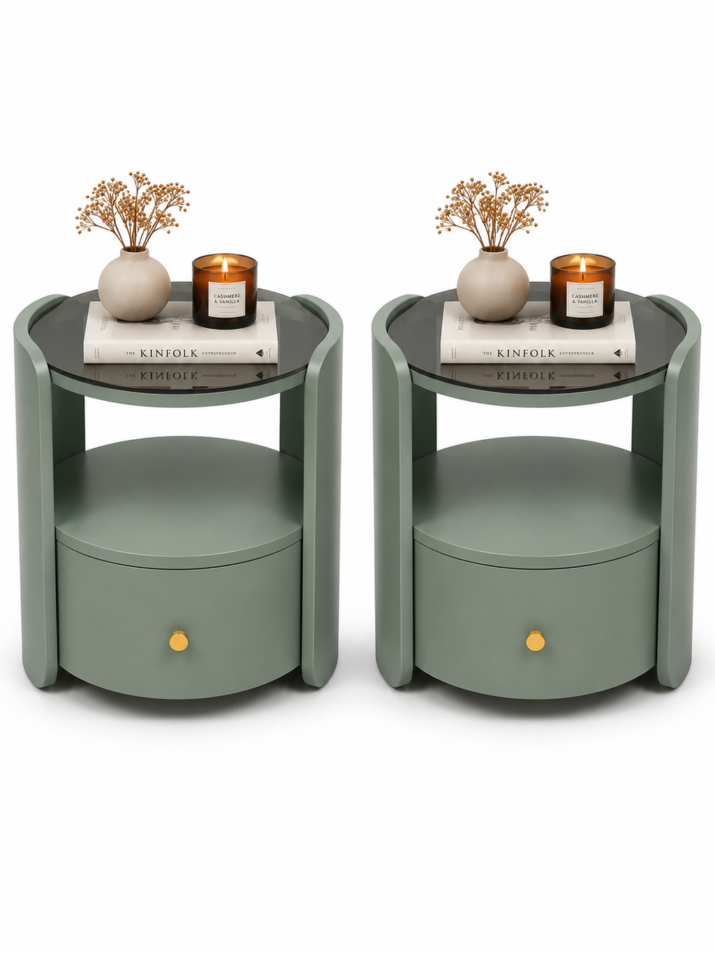 Table d'appoint ronde Lysa avec tiroir