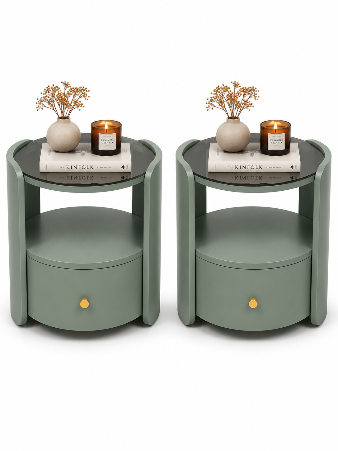 Table d'appoint ronde Lysa avec tiroir