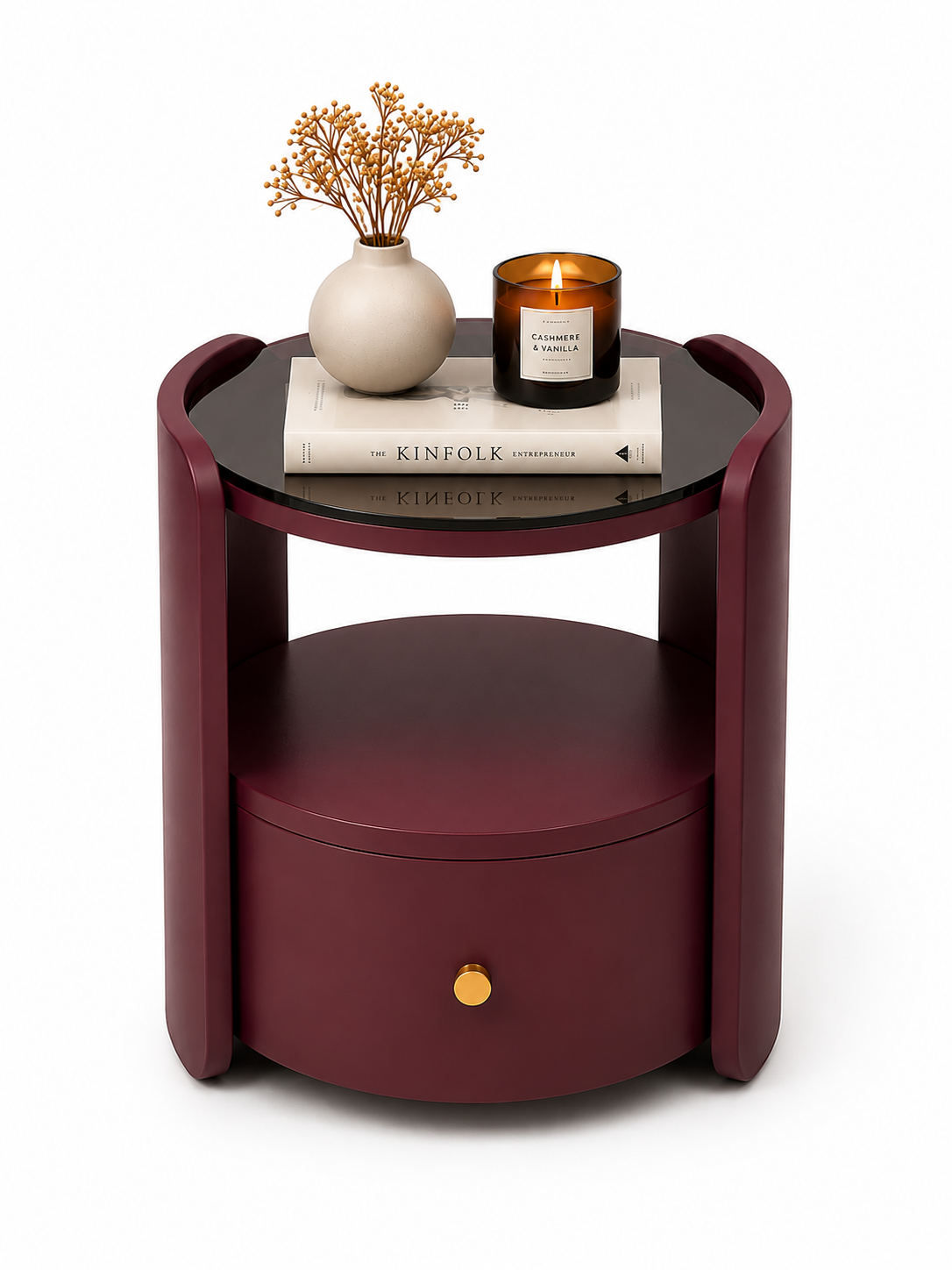 Table d'appoint ronde Lysa coloris bordeaux