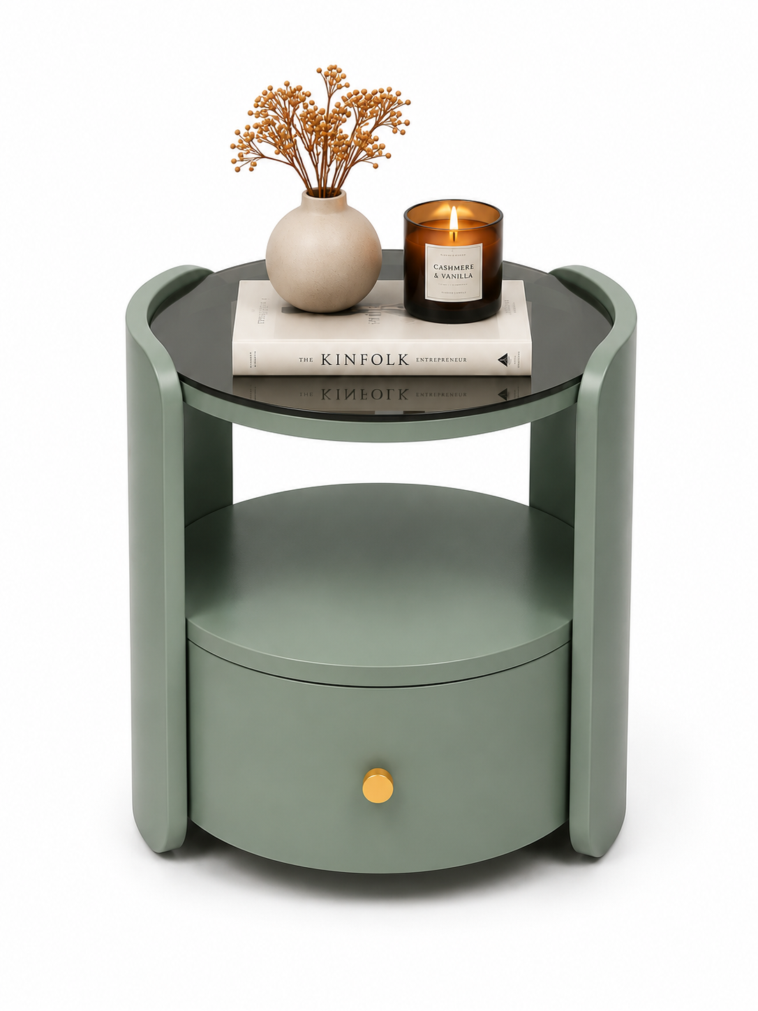 Table d'appoint ronde Lysa coloris vert sauge