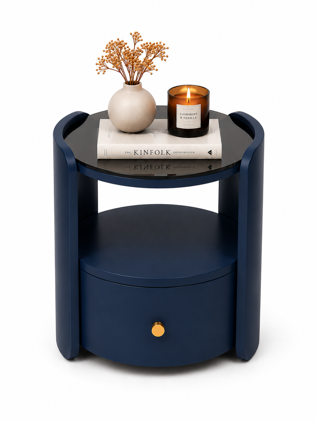 Table d'appoint ronde Lysa coloris bleu nuit