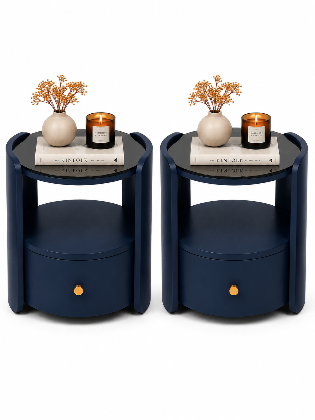 Table d'appoint ronde Lysa avec tiroir
