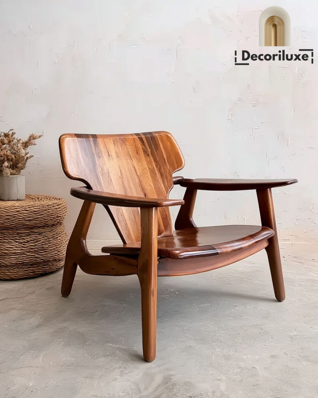 Fauteuil Lounge en Noyer – Élégance