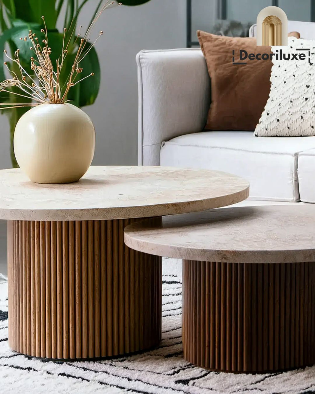 Trio de Tables Basses en Travertin