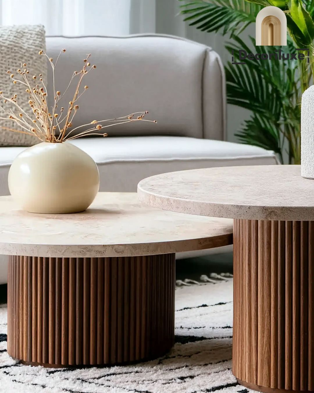 Trio de Tables Basses en Travertin