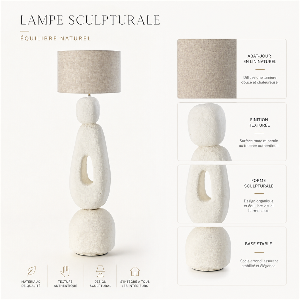 Lampadaire Christie XL sculptural blanc sur fond blanc
