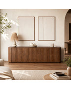 Buffet sculpte en chene teinte
