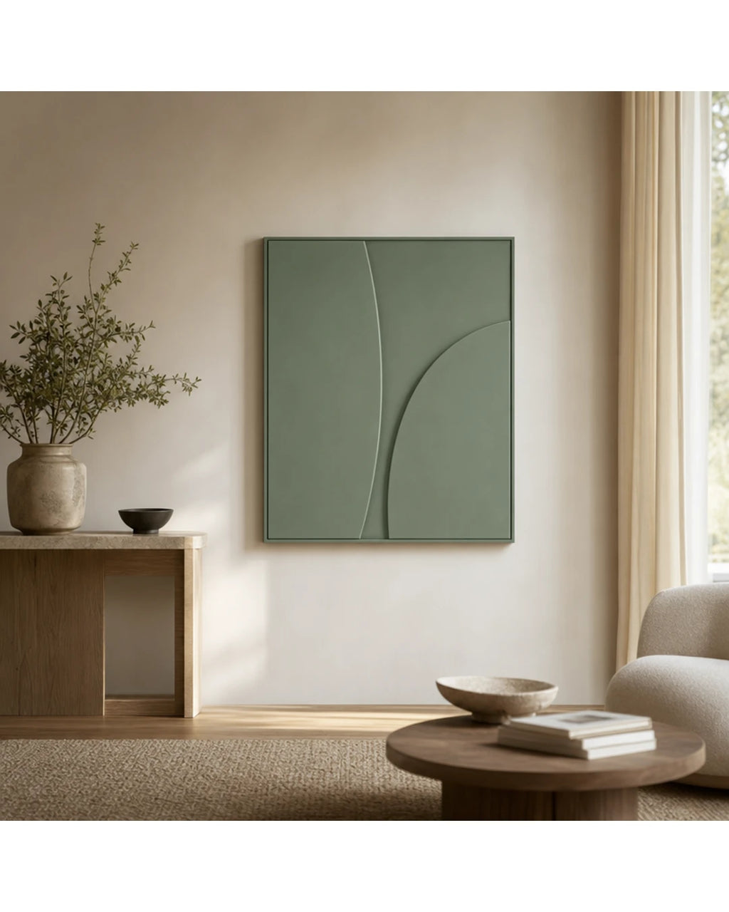 Tableau mural 3D dans un salon contemporain