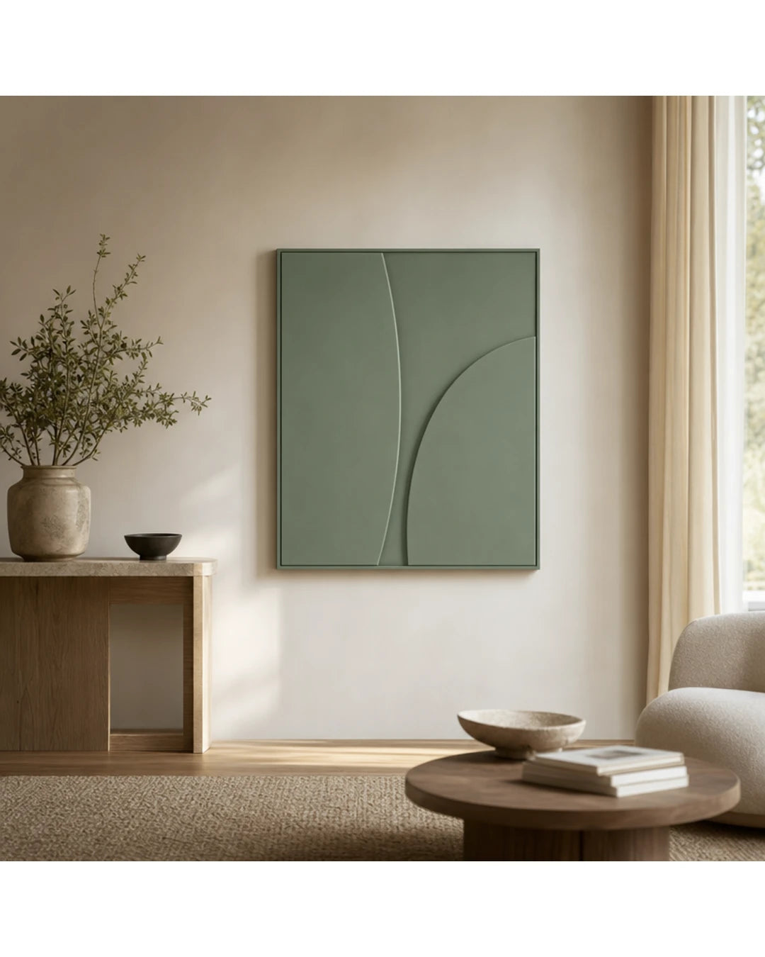 Tableau mural 3D dans un salon contemporain