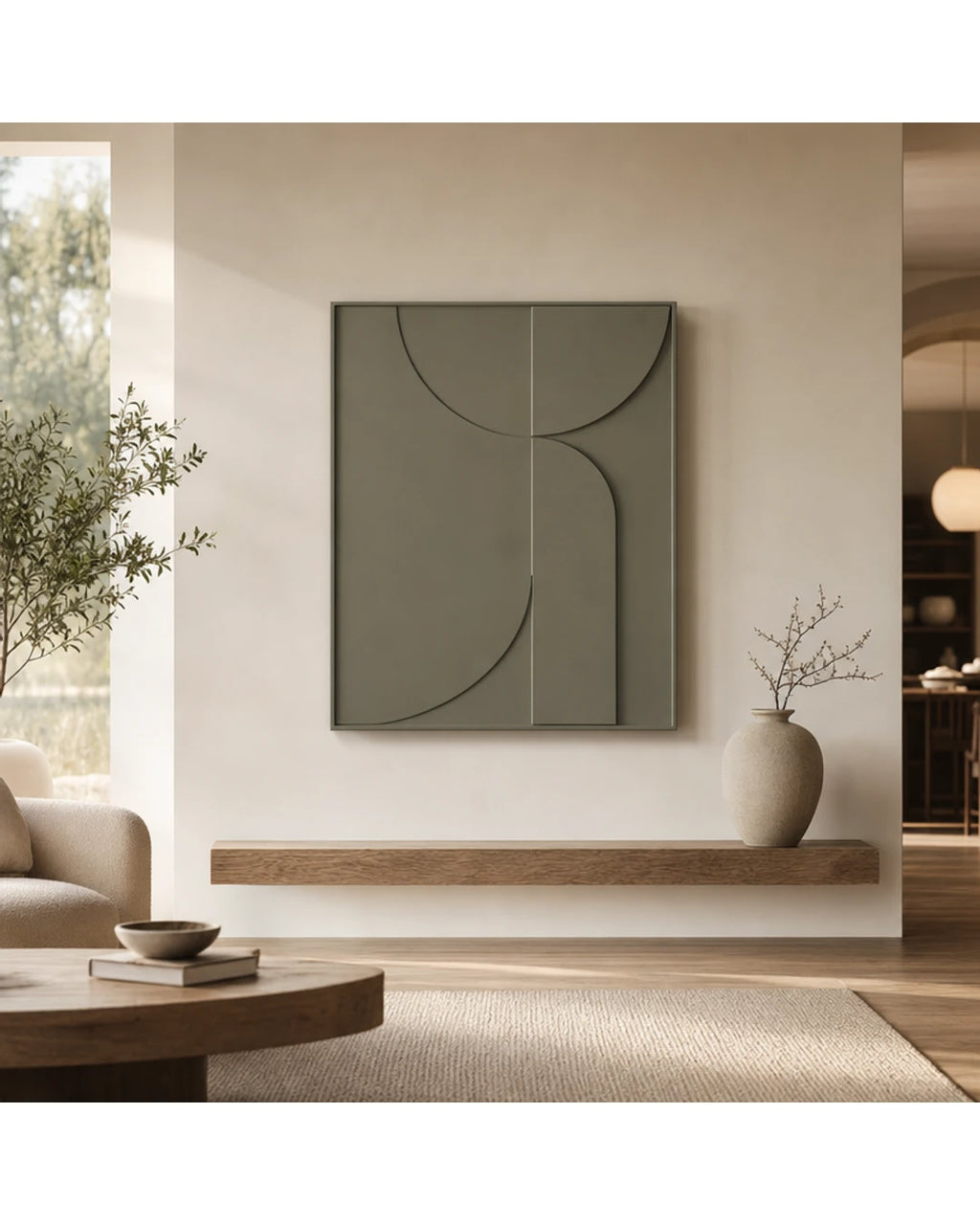 Tableau mural 3D dans un salon contemporain