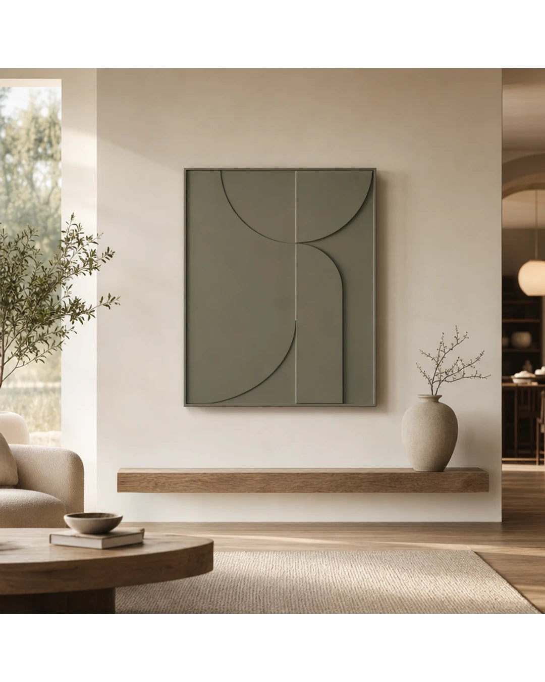 Tableau mural 3D dans un salon contemporain