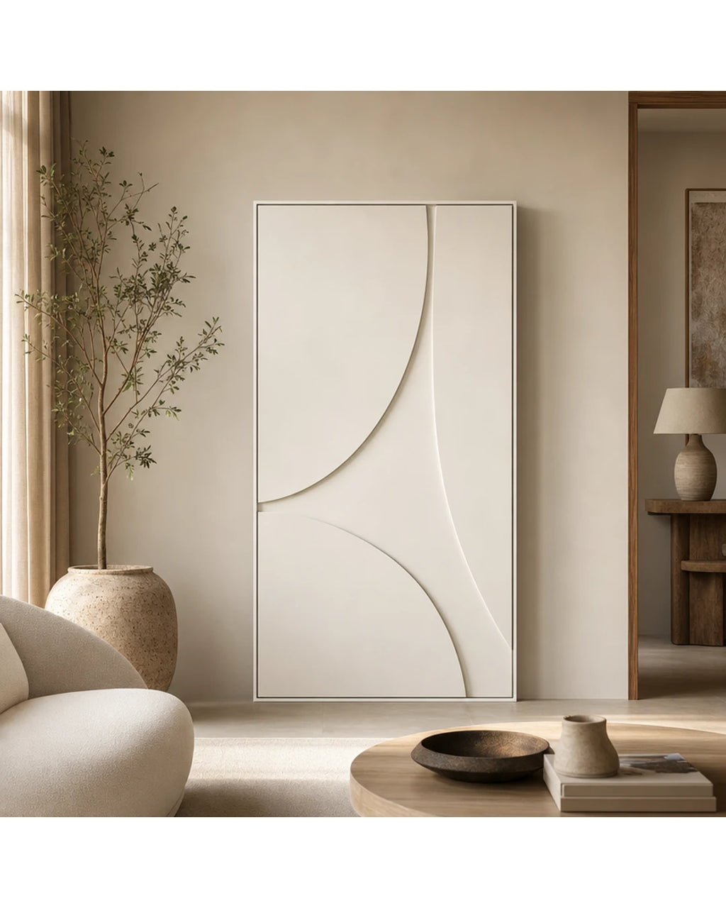 Tableau mural 3D dans un salon contemporain