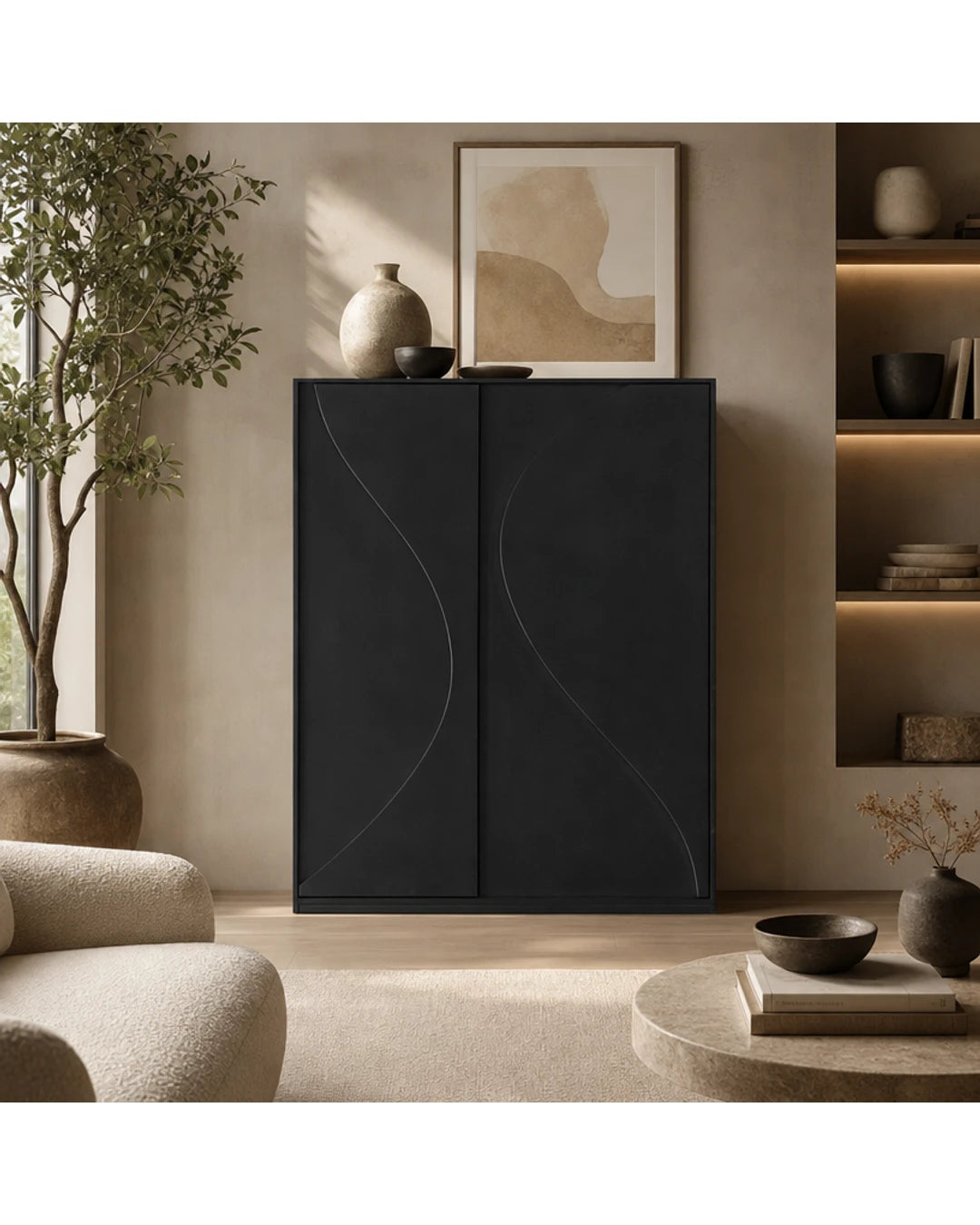 Tableau mural 3D dans un salon contemporain