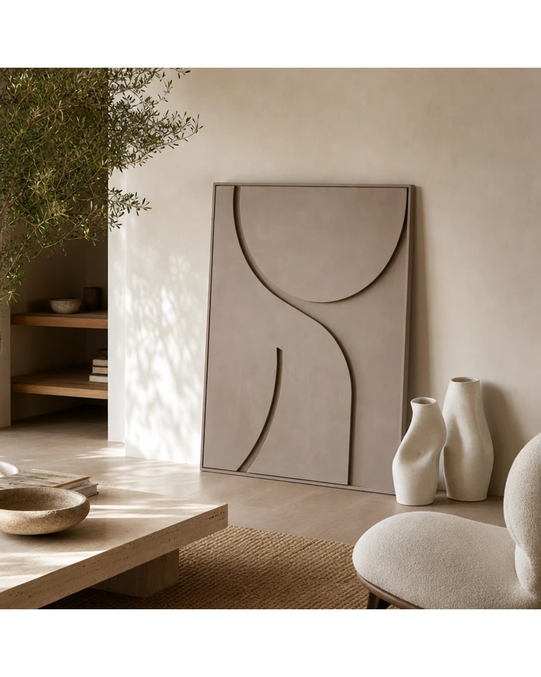 Tableau mural 3D dans un salon contemporain