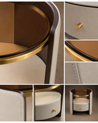 Detail de la matiere et des finitions de la table d'appoint
