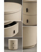 Detail de la matiere et des poignees de la table d'appoint