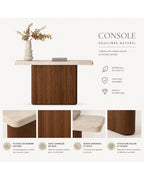 Console en travertin et hetre teinte