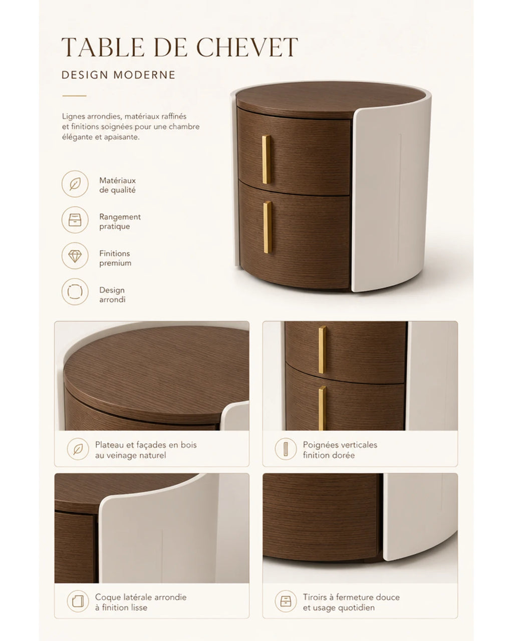 Table de chevet dans une chambre contemporaine
