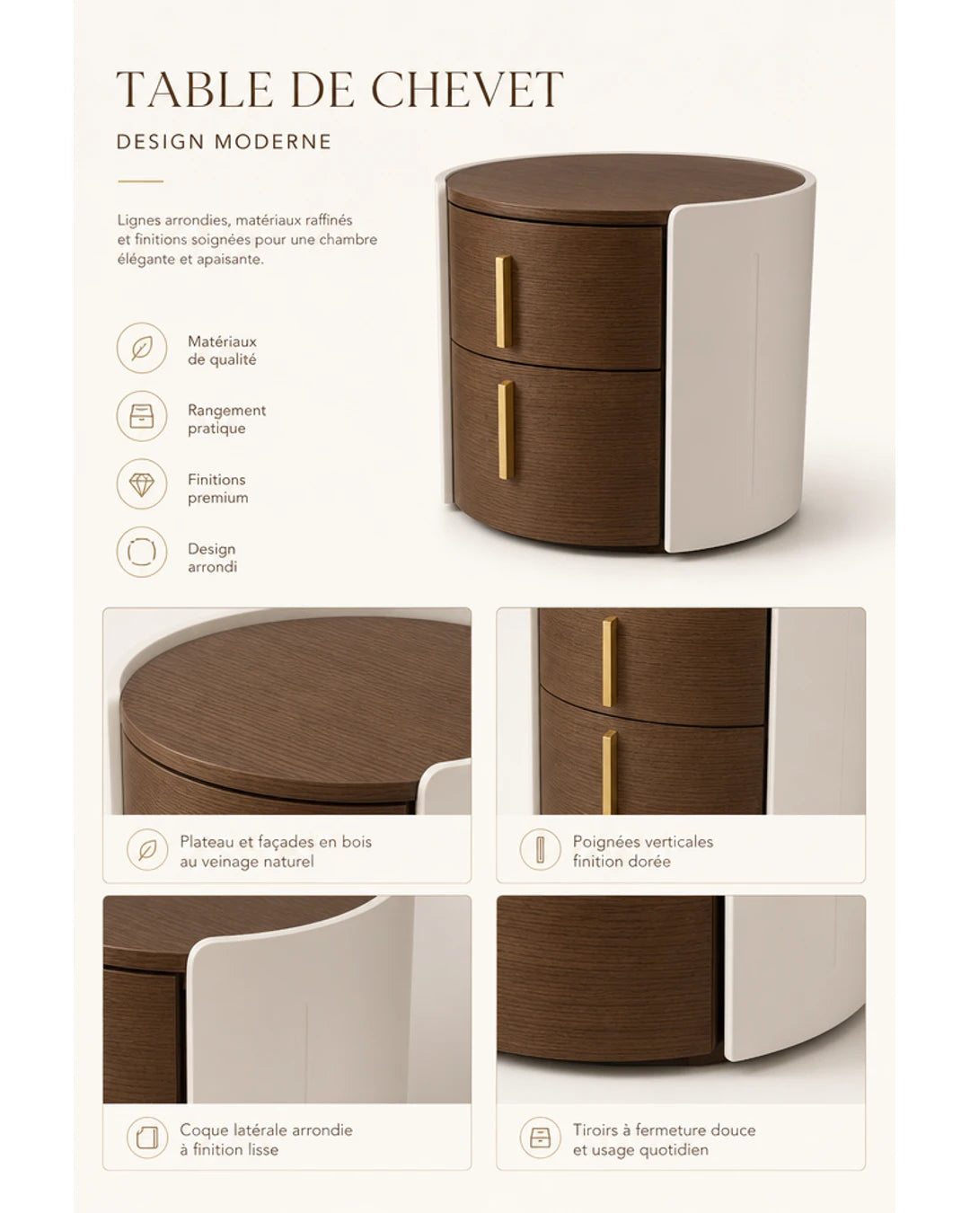 Table de chevet dans une chambre contemporaine