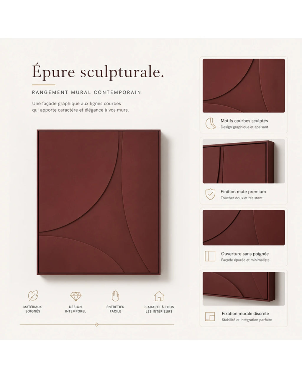 Détail de la finition texturée du tableau mural