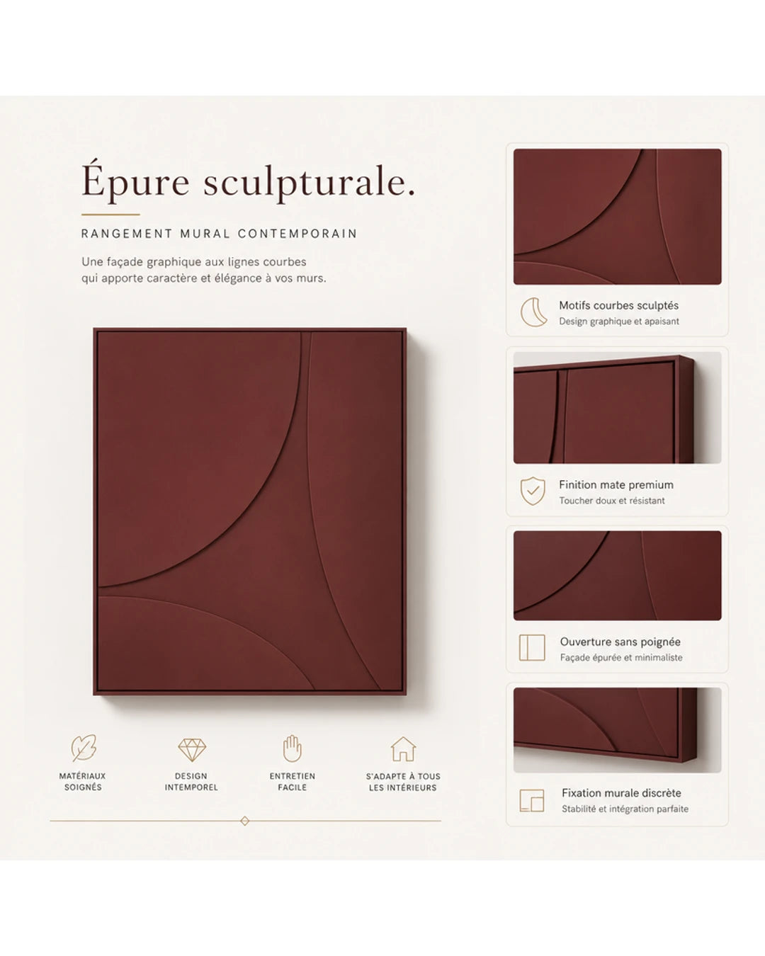 Détail de la finition texturée du tableau mural