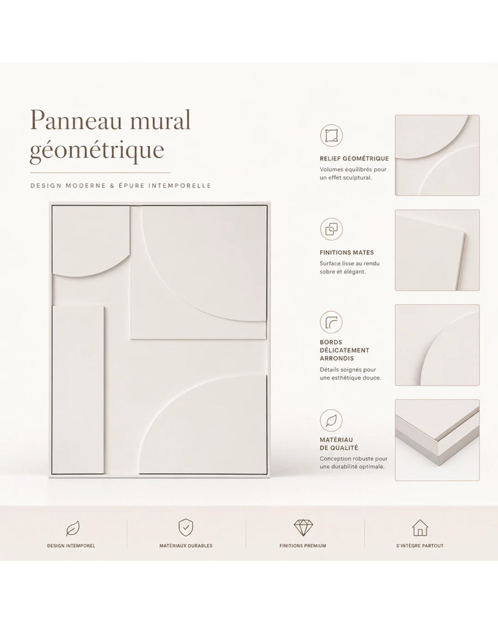 Détail de la finition texturée du tableau mural