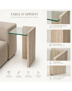 Table d’appoint Anise au design moderne avec plateau en verre clair