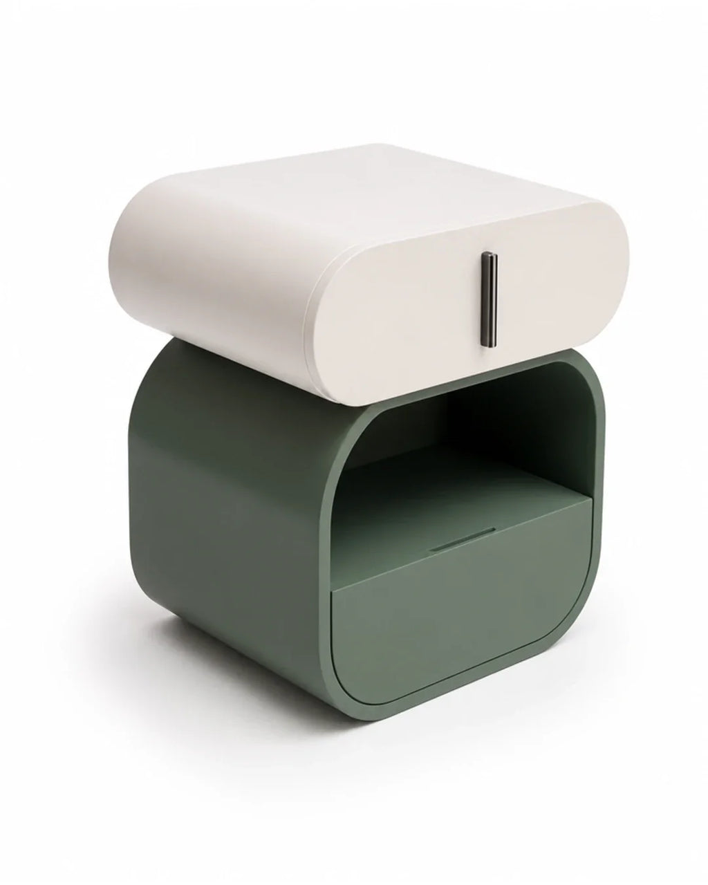 Table d'appoint Cora coloris Vert sauge / Blanc casse sur fond blanc