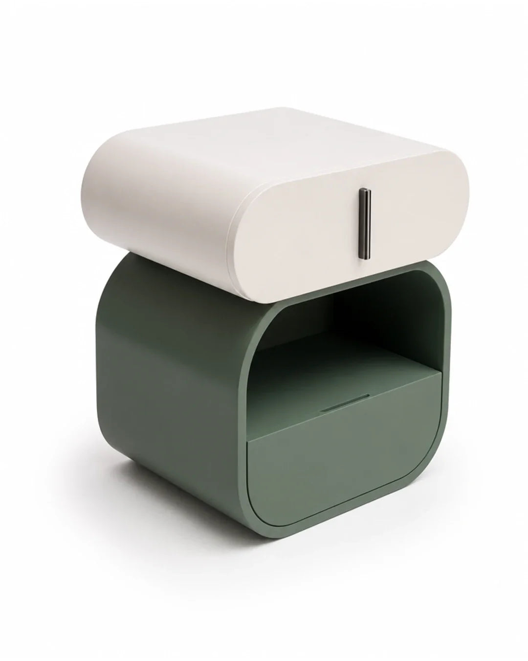 Table d'appoint Cora coloris Vert sauge / Blanc casse sur fond blanc