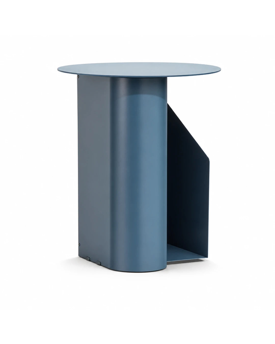 Table d'appoint Oria minimaliste en bleu gris sur fond blanc