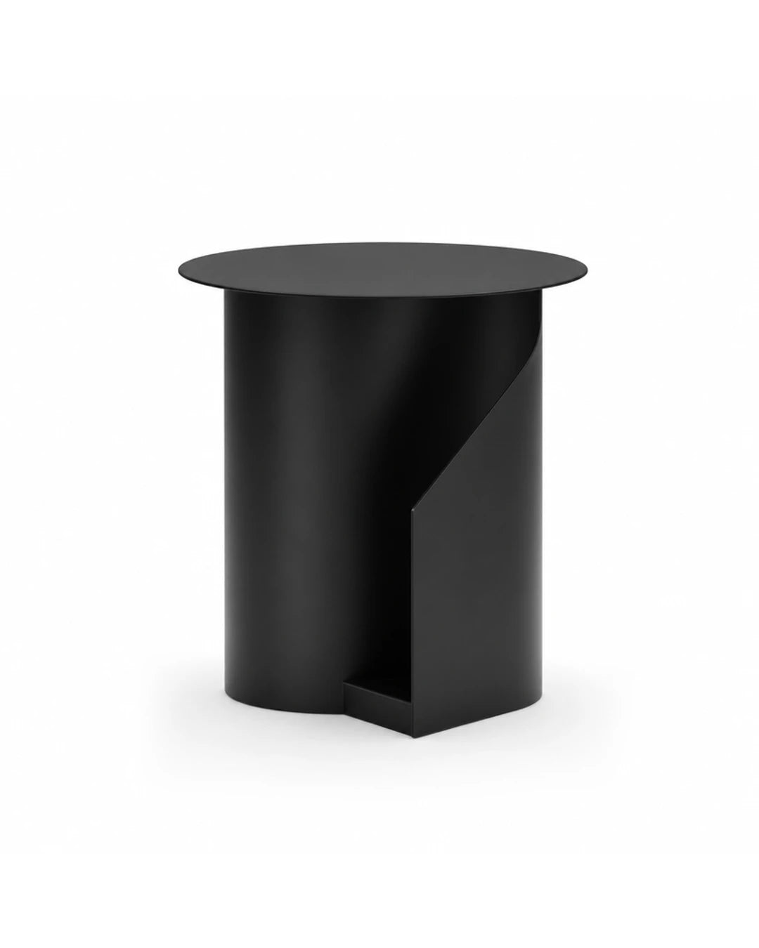 Table d'appoint Oria minimaliste en noir charbon sur fond blanc