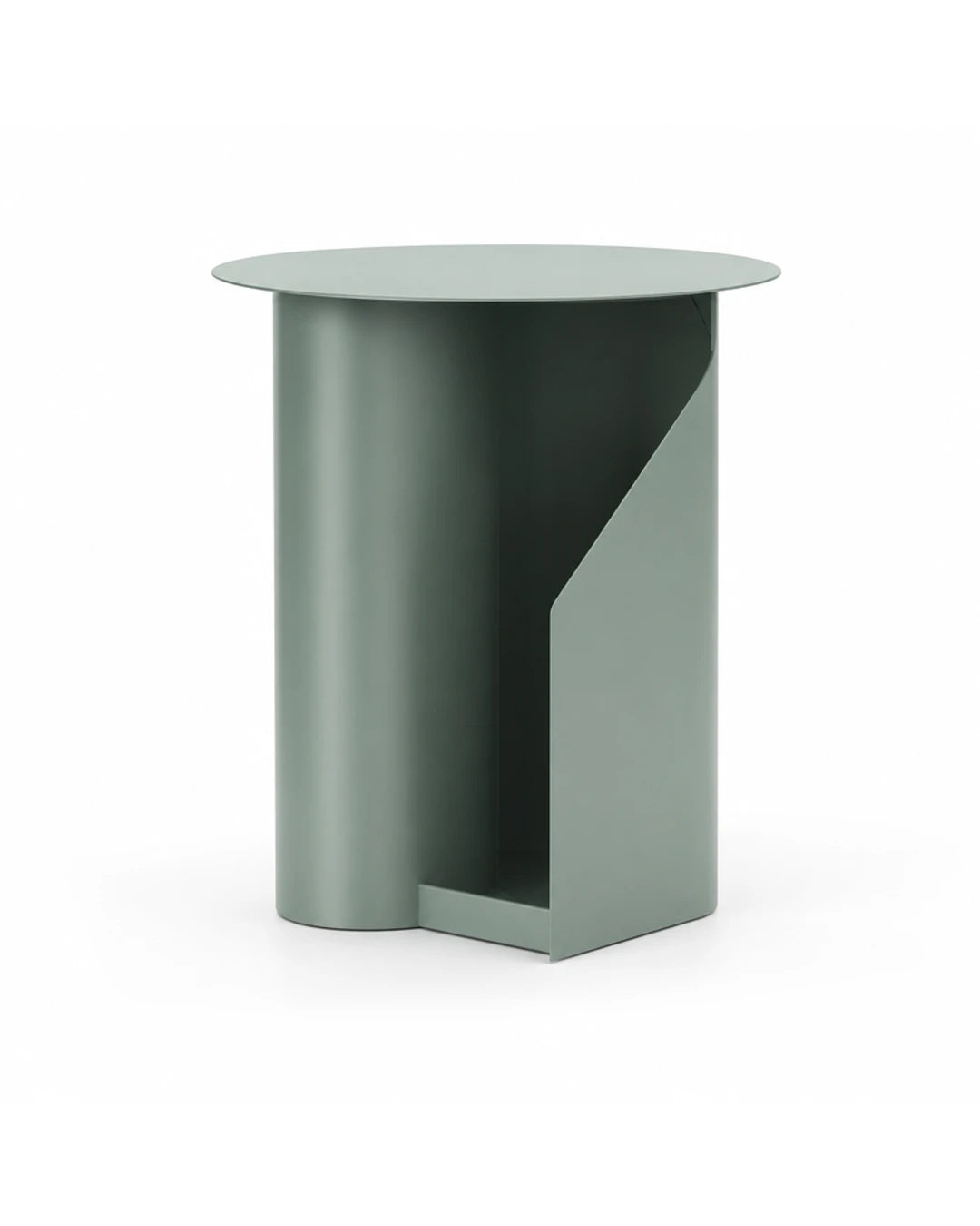 Table d'appoint Oria minimaliste en vert sauge sur fond blanc